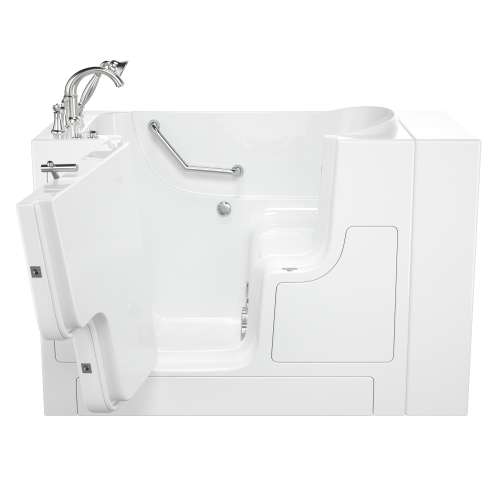 30-in. x 52-in. Outward Opening Door Walk-In Whirlpool Massage Bathtub with Left Door/Drain and Tub Faucet in White