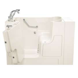 3052OD.709.WL-PC-M Gelcoat Wit 30-in. x 52-in. Outward Opening Door Walk-In Whirlpool Massage Bathtub with Left Door/Drain and Tub Faucet