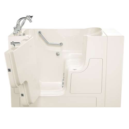 3052OD.709.WL-PC-M Gelcoat Wit 30-in. x 52-in. Outward Opening Door Walk-In Whirlpool Massage Bathtub with Left Door/Drain and Tub Faucet
