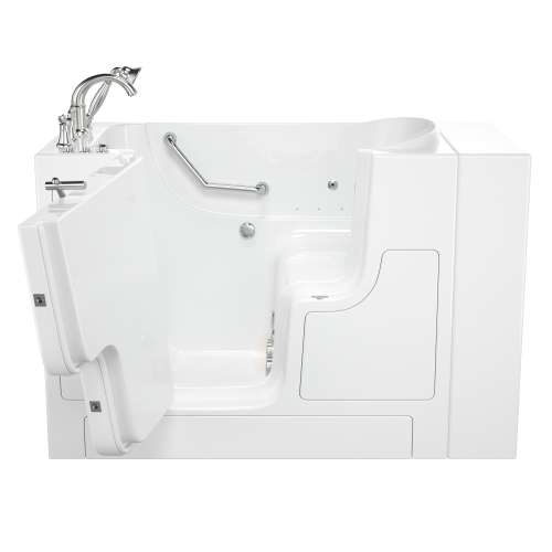 30-in. x 52-in. Outward Opening Door Walk-In Air Spa and Whirlpool Massage Bathtub with Left Door/Drain and Tub Faucet in White
