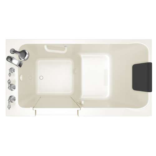 32-in. x 60-in. Walk-In Soaking Bathtub with Left-Hand Drain and Tub Faucet in Linen