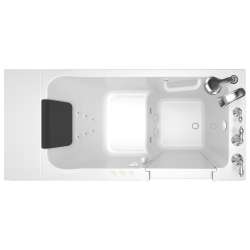 28-in. x 48-in. Walk-In Air Spa and Whirlpool Massage Bathtub with Right-Hand Drain and Tub Faucet in White