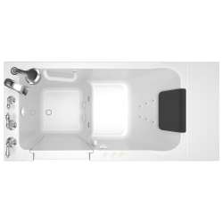 28-in. x 48-in. Walk-In Air Spa and Whirlpool Massage Bathtub with Left-Hand Drain and Tub Faucet in White