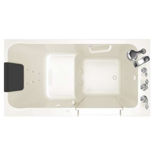 32-in. x 60-in. Walk-In Whirlpool Massage Bathtub with Right-Hand Drain and Tub Faucet in Linen