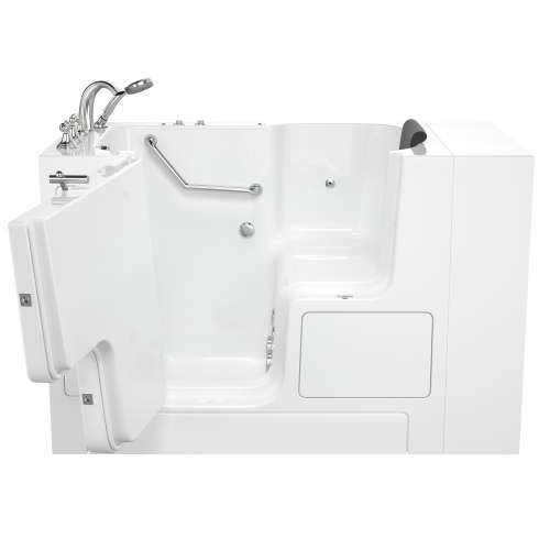 3252OD.109.WLW-PC 32-in. x 52-in. Outward Opening Door Walk-In Whirlpool Massage Bathtub with Left Door/Drain and Tub Faucet in White