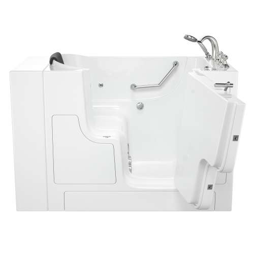 3052OD.109.WRW-PC 30-in. x 52-in. Outward Opening Door Walk-In Whirlpool Massage Bathtub with Right Door/Drain and Tub Faucet in White