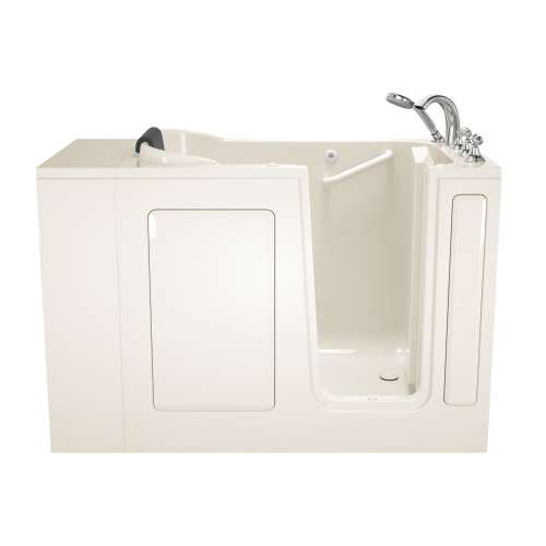 28-in. x 48-in. Walk-in Whirlpool Bathtub with Right-Hand Drain and Tub Faucet in Linen