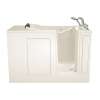28-in. x 48-in. Walk-in Air Spa and Whirlpool Bathtub with Right-Hand Drain and Tub Faucet in Linen