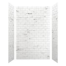 American Standard Legacy 60-in x 36-in x 96-in Glue to Wall 3-Piece Shower Wall Kit, White Reef/Tile - 7W4103-345.WV6096N-M