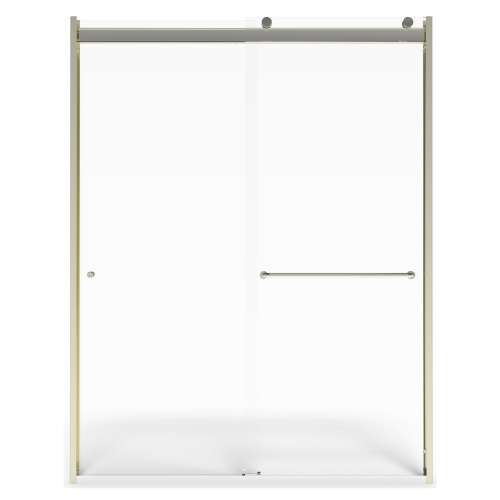 AM00810400.006 Universal 76-in Height Semi Frameless Top Roller Sliding Shower Door, Brushed Nickel 