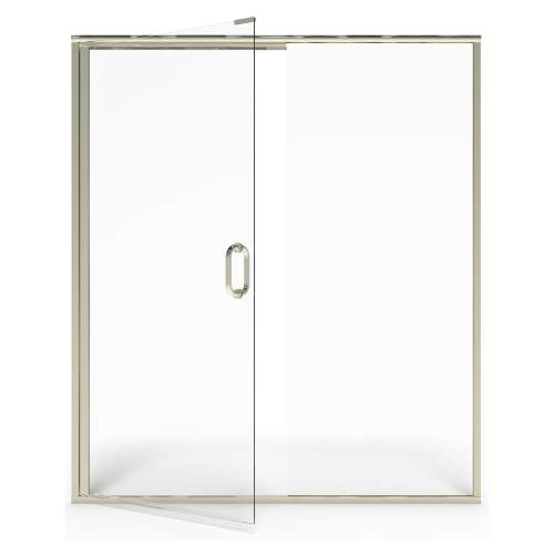 AM00816400.006 Universal 76-in Height Semi Frameless Swing Door with Panel, Brushed Nickel 