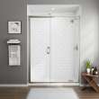 AM00816400.006 Universal 76-in Height Semi Frameless Swing Door with Panel, Brushed Nickel 
