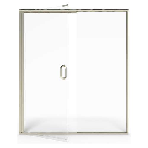 AM00817400.213 Universal 76-in Height Semi Frameless Swing Door with Panel, Silver Shine 