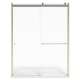 AM00821400.213 Universal 70-in Height Semi Frameless Top Roller Sliding Shower Door, Silver Shine 