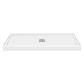 SMFL6032C-M 60-in x 32-in Single Threshold Center Drain Shower Base, White