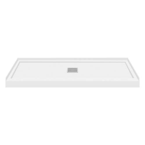 SMFL6032C-M 60-in x 32-in Single Threshold Center Drain Shower Base, White