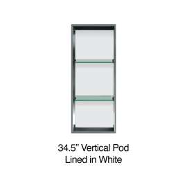 34.5-in Recessed Stainless Steel Vertical Shower Storage Pod with 2 Built-in Shelves, White