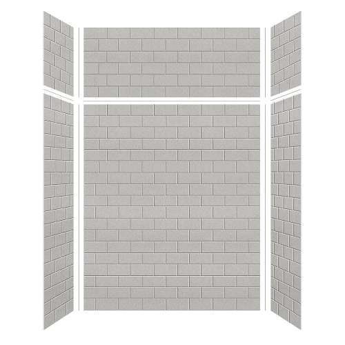 American Standard Legacy 60-in x 36-in x 72+24-in Glue to Wall 3-Piece Transition Tub Wall Kit, Grey Garden/Tile