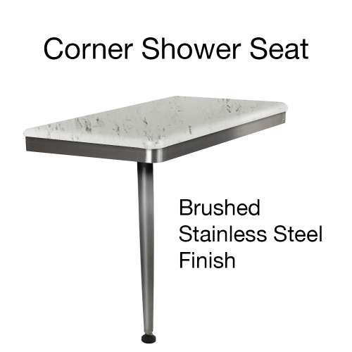 SMSSSL2412L-BS47 Savannah 24-in x 12-in x 19-in Left-Hand Shower Seat With Brushed Stainless Frame and Leg, Carrara