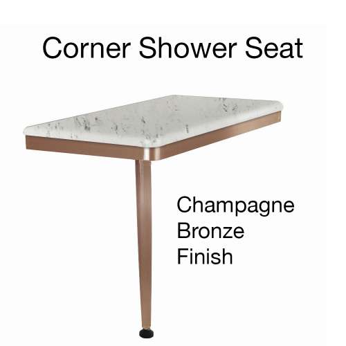 SMSSSL2412L-CB47 Savannah 24-in x 12-in x 19-in Left-Hand Shower Seat With Champagne Bronze Frame and Leg, Carrara