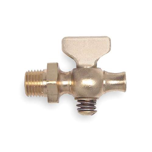 1/8-in Brass Air Cock, Spring Bottom Type, MNPT Round Shoulder x Straight Nose Connection Type