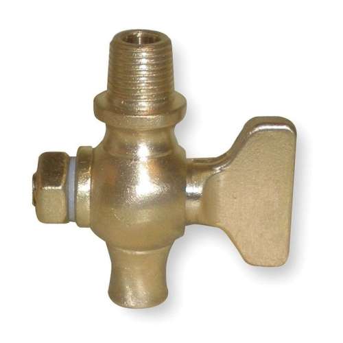 1/8-in Brass Air Cock, Nut Bottom Type, MNPT Round Shoulder x Straight Nose Connection Type