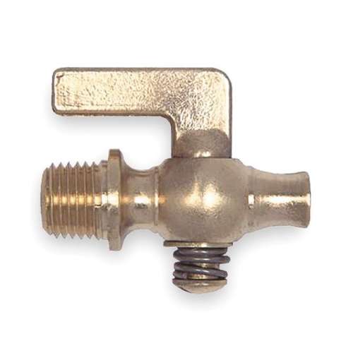 4113001 1/4-in Brass Air Cock, Spring Bottom Type, MNPT Round Shoulder x Straight Nose Connection Type