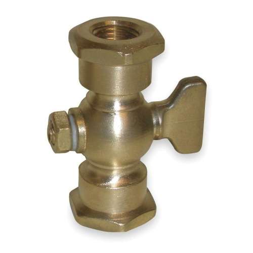 1/4-in Brass Air Cock, Nut Bottom Type, MNPT Hexagon Shoulder x MNPT Connection Type
