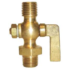 3/8-in Brass Air Cock, Nut Bottom Type, MNPT Hexagon Shoulder x MNPT Connection Type