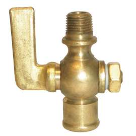1/8-in Brass Air Cock, Nut Bottom Type, MNPT Round Shoulder x FNPT Connection Type