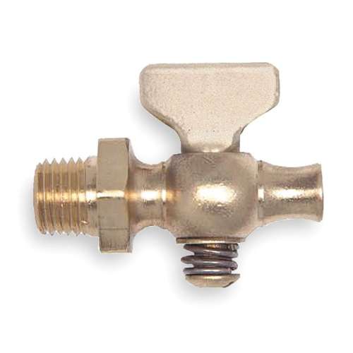 4164001 1/4-in Brass Air Cock, Spring Bottom Type, MNPT Hexagon Shoulder x Straight Nose Connection Type