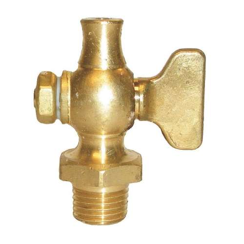 1/4-in Brass Air Cock, Nut Bottom Type, MNPT Hexagon Shoulder x Straight Nose Connection Type
