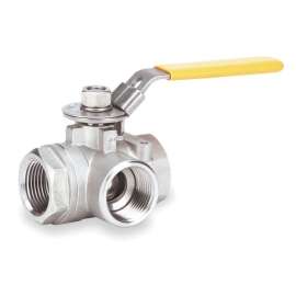 Bronze Ball Valve, 3-Way, FNPT, 1-1/4-in
