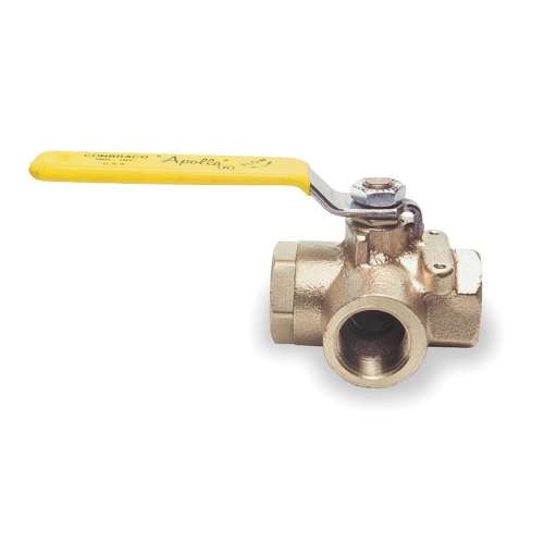 Bronze Ball Valve, 3-Way, FNPTxFNPT, 3/8-in