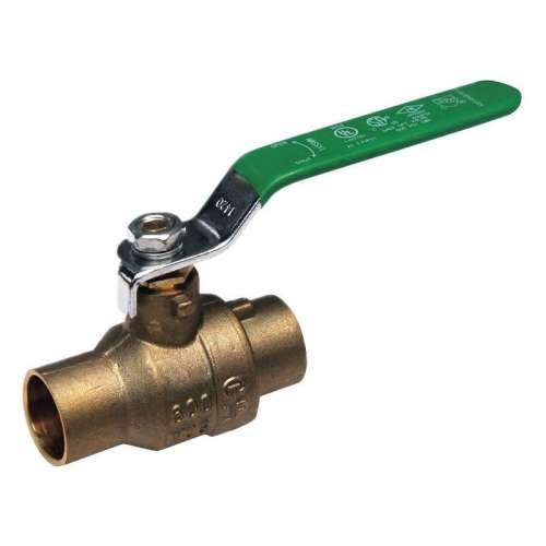 Ball Valve, Brass, 2-Piece, Solder x Solder, 1/2-in