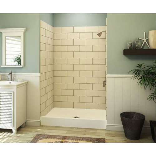 Composite 48 in. x 34 in. Single Threshold Shower Base with a Center Drain in White