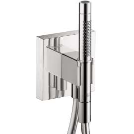 Axor Starck Organic Handshower Holder With Outlet 5" X 5" With Handshower, 2.0 Gpm In Chrome, 12626001