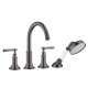 Axor Montreux 4-Hole Roman Tub Set Trim With Lever Handles And 1.8 Gpm Handshower In Brushed Black Chrome, 16555341