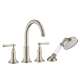 Axor Montreux 4-Hole Roman Tub Set Trim With Lever Handles And 1.8 Gpm Handshower In Brushed Nickel, 16555821