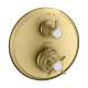 Axor Montreux Thermostatic Trim With Volume Control And Diverter- Cross-Handle In Brushed Gold Optic, 16820251