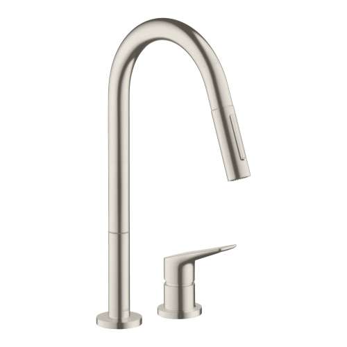 Axor Citterio M 2-Hole Single-Handle Kitchen Faucet 2-Spray Pull-Down, 1.75 Gpm In Stainless Steel Optic, 34822801