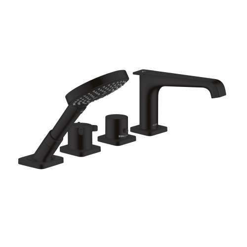 Axor Citterio E 4-Hole Thermostatic Roman Tub Set Trim With 1.75 Gpm Handshower In Matte Black, 36413671