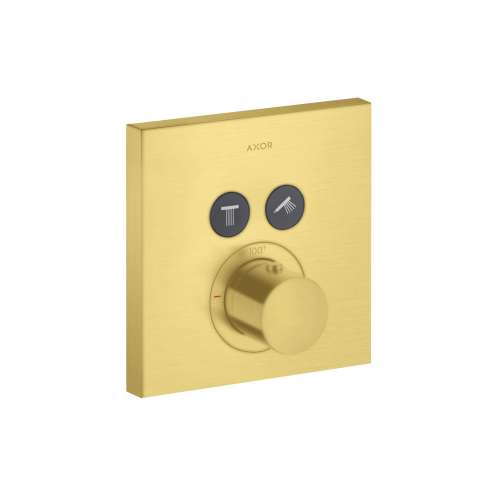 Axor Showerselect Thermostatic Trim Square For 2 Functions In Brushed Gold Optic, 36715251