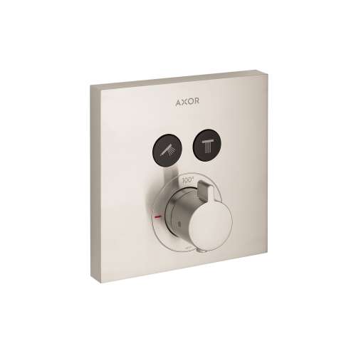 Axor Showerselect Thermostatic Trim Square For 2 Functions In Brushed Nickel, 36715821