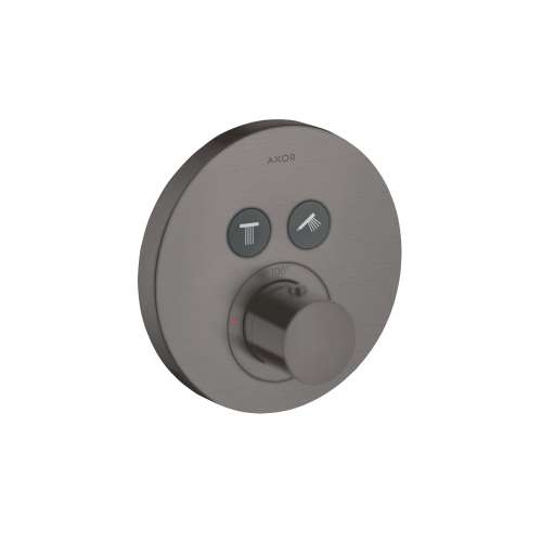 Axor Showerselect Thermostatic Trim Round For 2 Functions In Brushed Black Chrome, 36723341