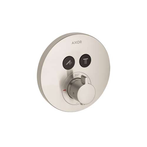 Axor Showerselect Thermostatic Trim Round For 2 Functions In Brushed Nickel, 36723821