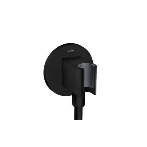 Axor Showersolutions Wall Outlet With Handshower Holder, Round In Matte Black, 36733671