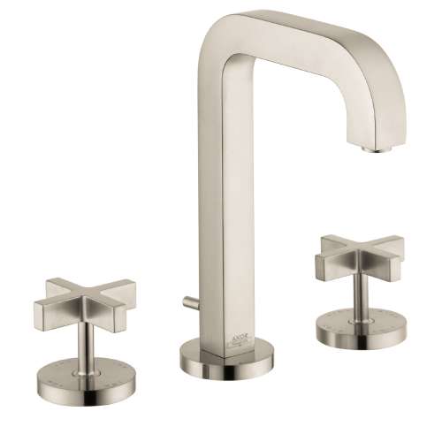 Axor Citterio Widespread Faucet 170 With Cross Handles And Pop-Up Drain, 1.2 Gpm In Brushed Nickel, 39133821