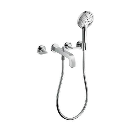 Axor Citterio 3-Hole Wall-Mounted Tub Trim With Handshower, 1.75 Gpm- Lever Handles In Chrome, 39448001