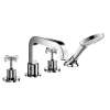Axor Citterio 4-Hole Roman Tub Set Trim With Cross Handles And 1.75 Gpm Handshower In Chrome, 39461001